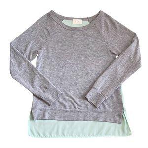 Everly Sweatshirt Top with Contrast Back Gray Sz S